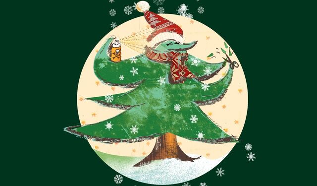 Bio-Weihnachtsbaum mit Nikolausmütze